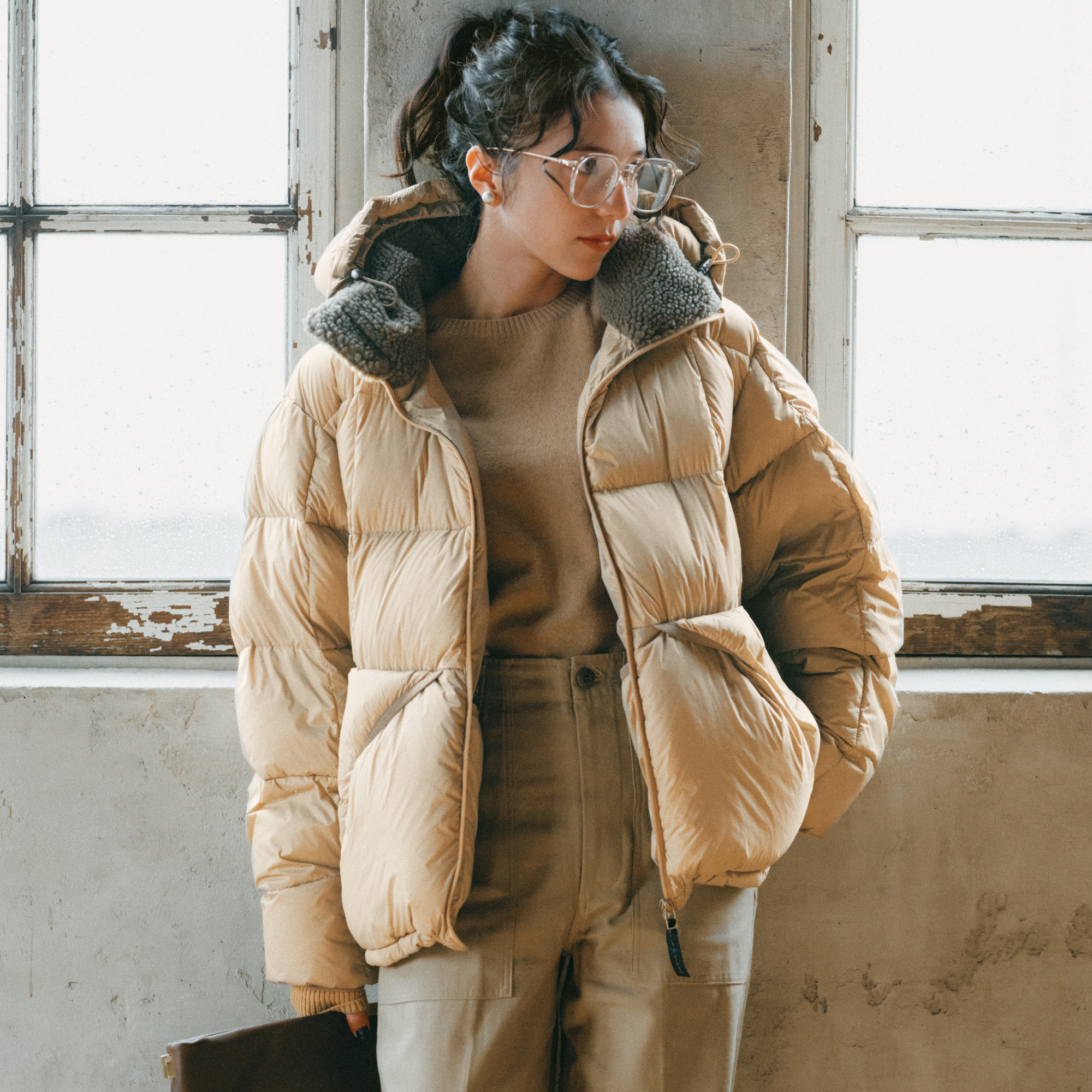 Stella McCartney オファー 毛皮風ウールコート 白と黒