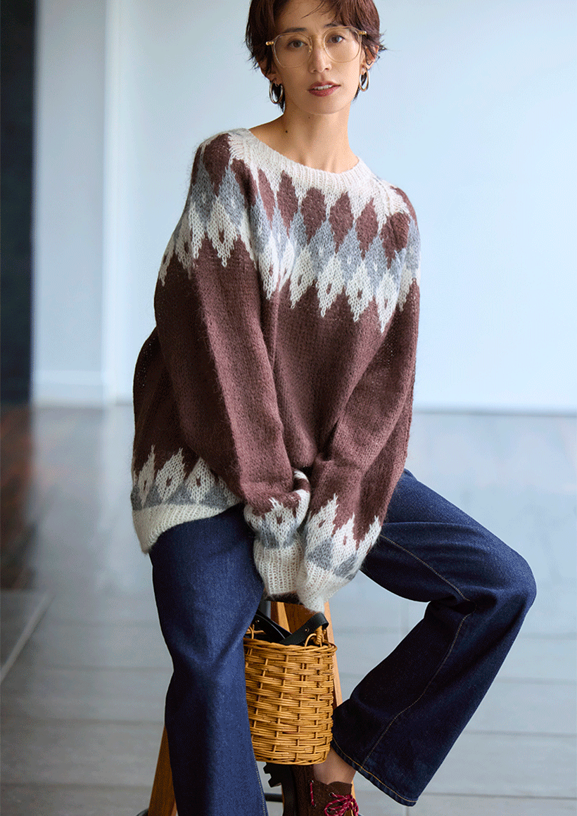 NOMARHYTHM TEXTILEHand Knit Snowflake Sweater