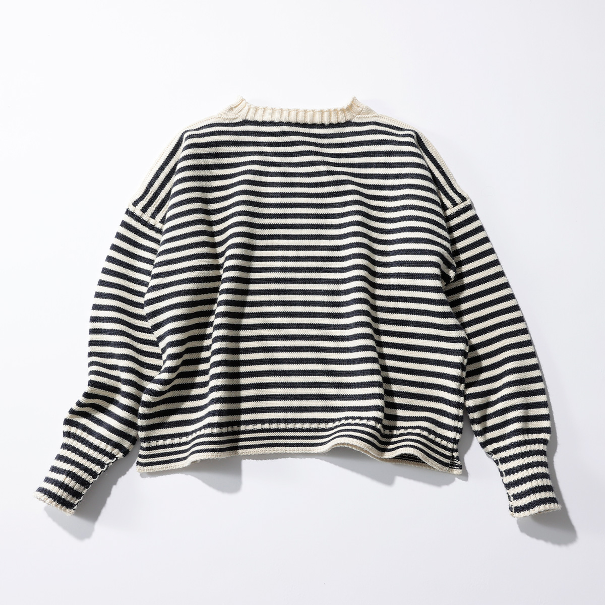 Le TricoteurOFF SHOULDER CROPPED GUERNSEY SWEATER