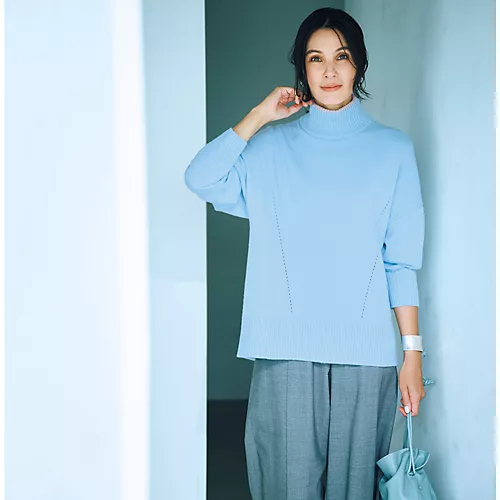 CINOH×eclat【別注】襟裏カシミヤ配色ニット￥440531