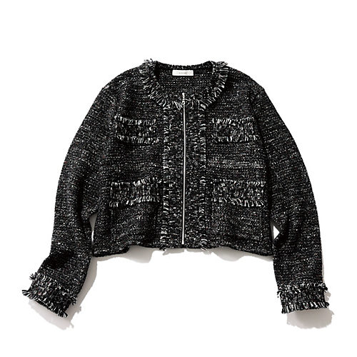 suadeoツイード風ニットジャケット