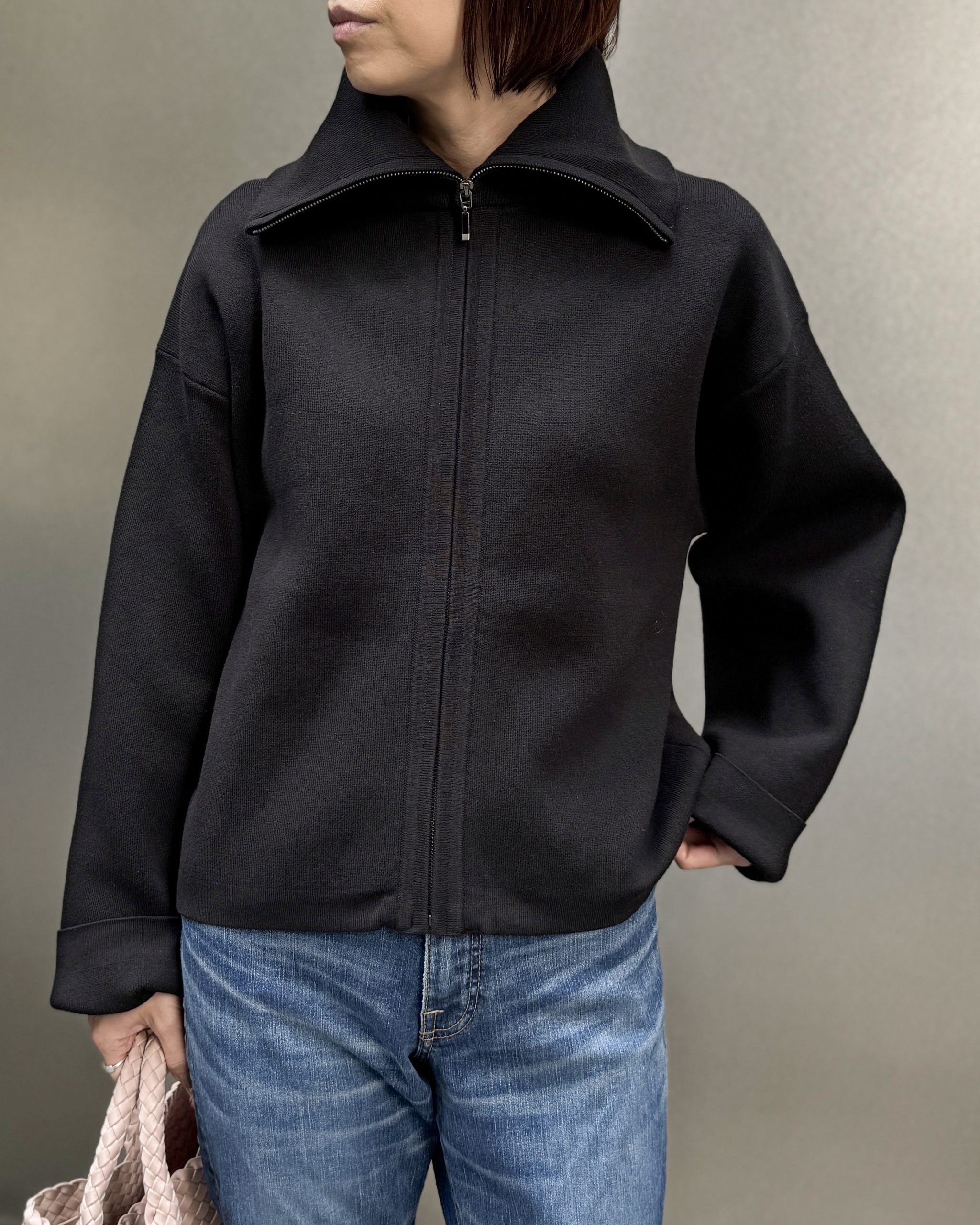 E by eclat ビッグカラーニットブルゾン