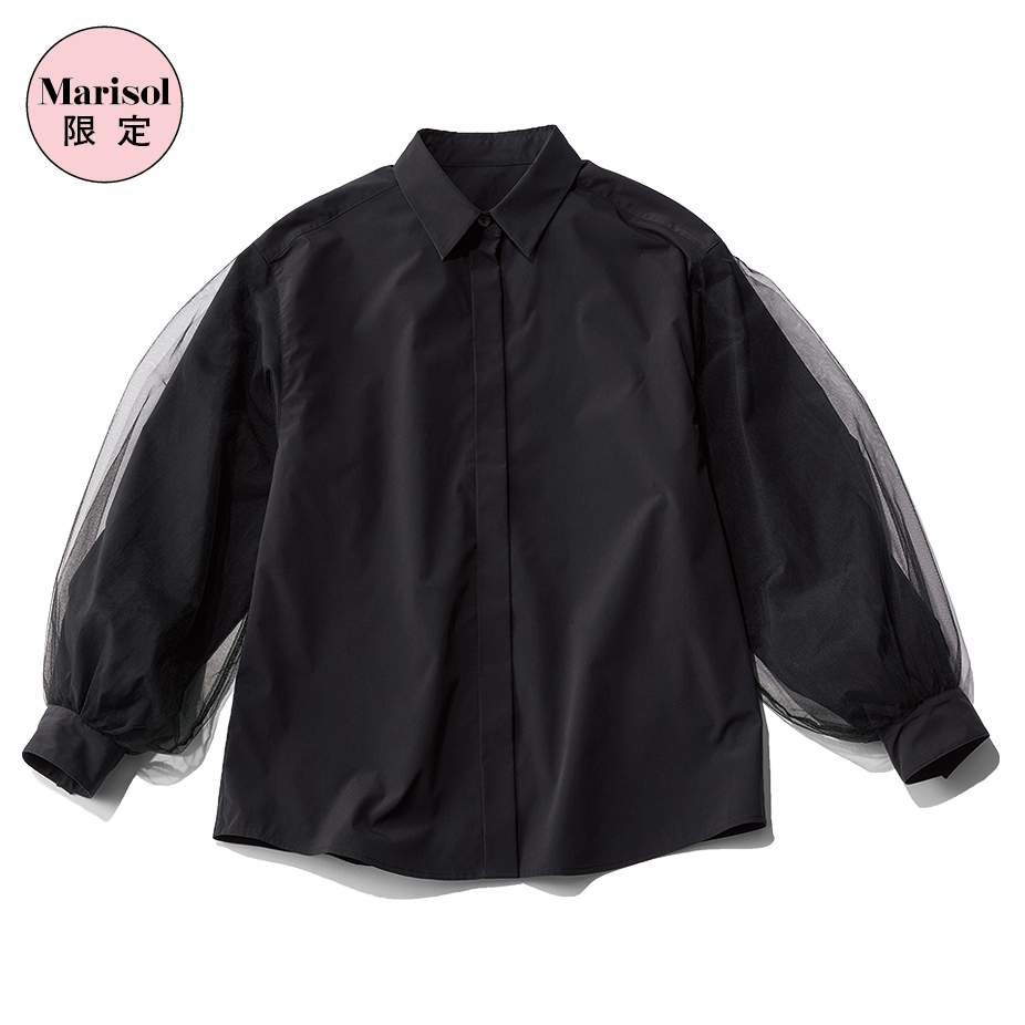 エムセブンデイズの袖チュールシャツ