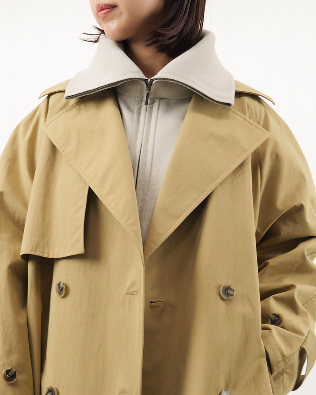 E by eclat ビッグカラーニットブルゾン