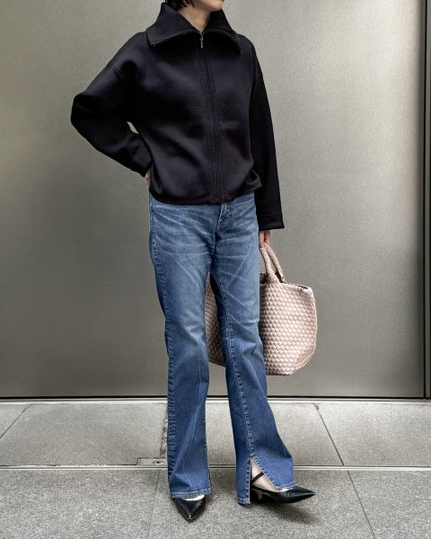 E by eclat ビッグカラーニットブルゾン