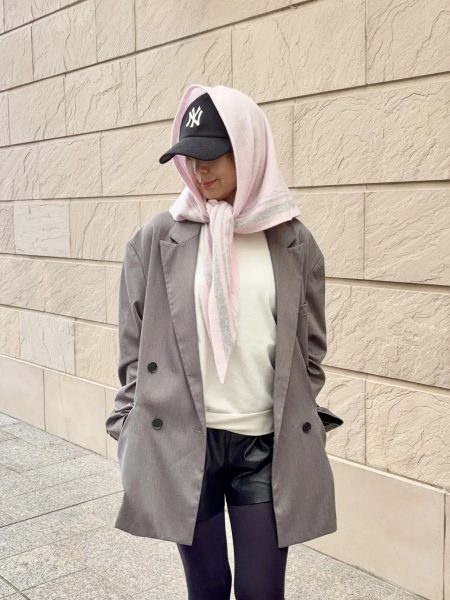 【エクラ 華組　倉爪佐和さん】eclat premium通販　カシミヤ三角ストールのセルフスタイリング企画に参加