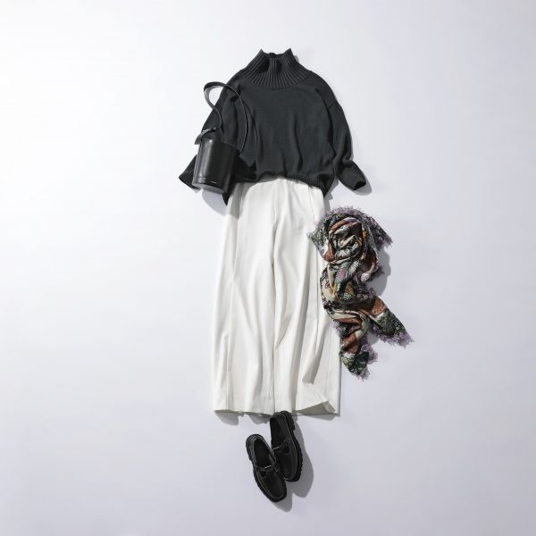 【50代 ファッション】E by eclat「ボトルネックニット」シーン別着まわし6LOOK