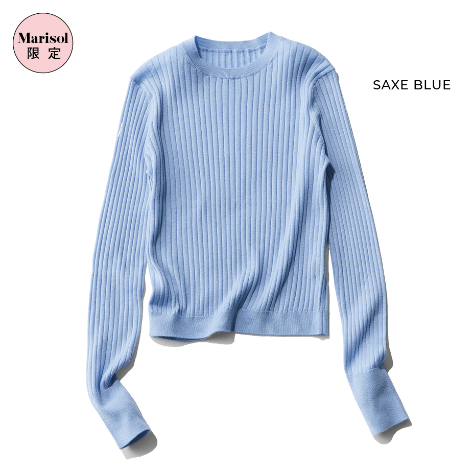 エムセブンデイズのリブクルーネックニット