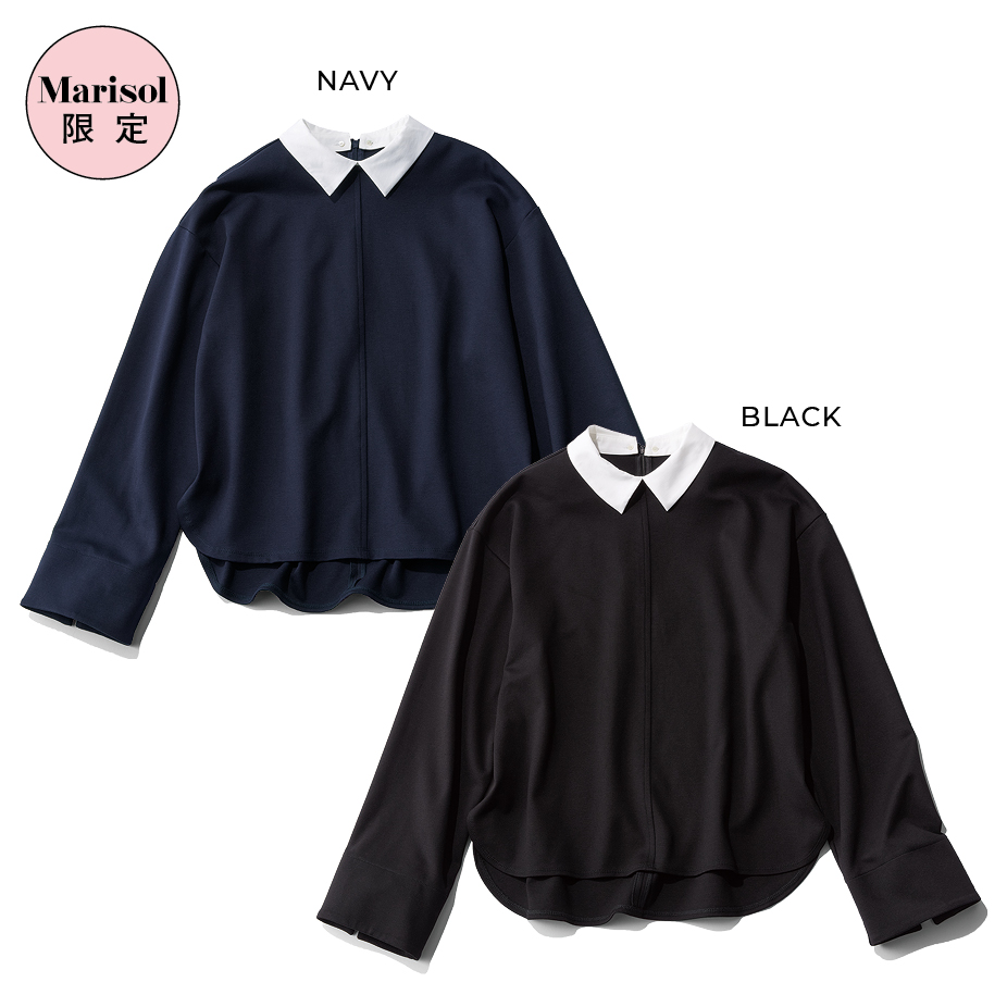 エムセブンデイズの襟つき2WAYトップス