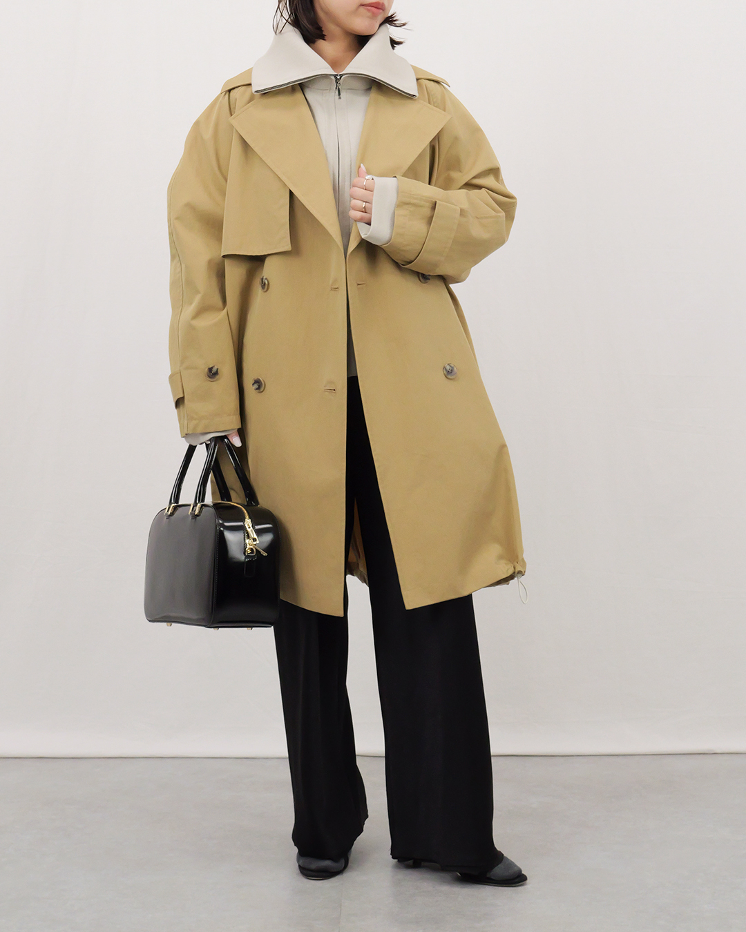 E by eclat ビッグカラーニットブルゾン