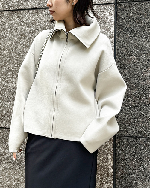 E by eclat ビッグカラーニットブルゾン