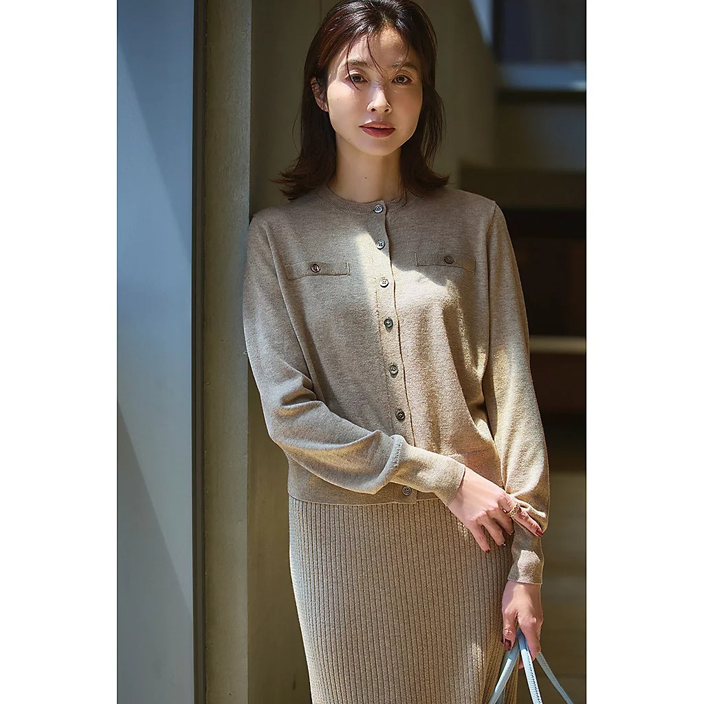 M7days ラメフェイクポケット付きカーディガン