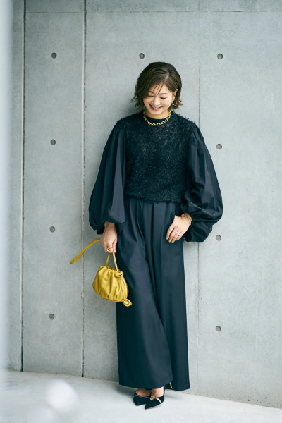 CHIEKO＋×eclat【三尋木奈保さんコラボ】ボリューム袖ジャカードブラウス￥31,900