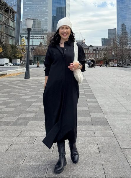 【エクラ 華組 松ヶ崎由紀子さん】綺麗めにもカジュアルにも着こなせる♪50代におすすめE by eclatワンピースコーディネート