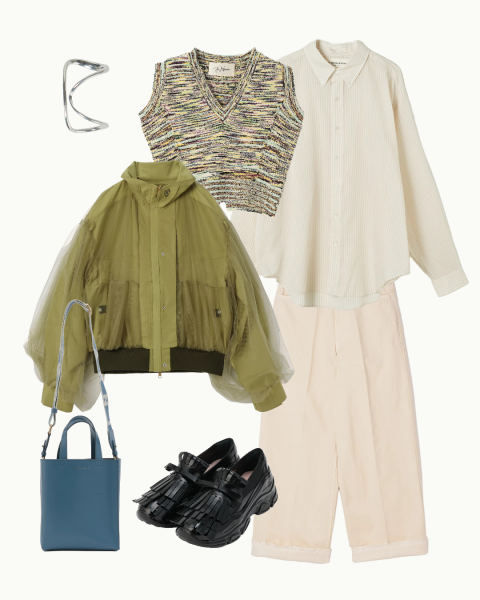 チュール使い&リバーシブルの使えるアウターが主役!