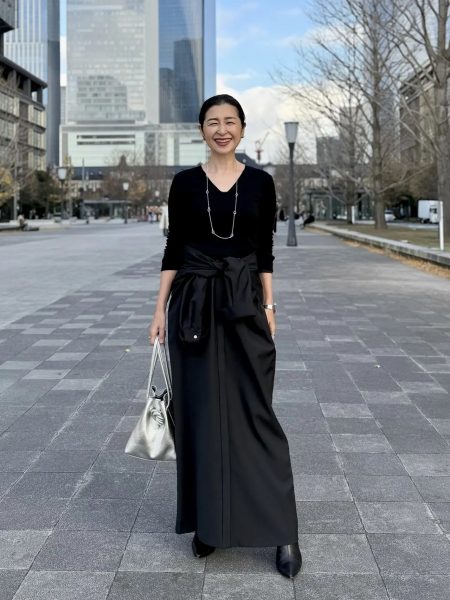 【エクラ 華組 松ヶ崎由紀子さん】綺麗めにもカジュアルにも着こなせる♪50代におすすめE by eclatワンピースコーディネート