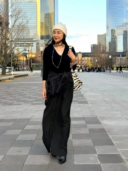 【エクラ 華組 松ヶ崎由紀子さん】綺麗めにもカジュアルにも着こなせる♪50代におすすめE by eclatワンピースコーディネート