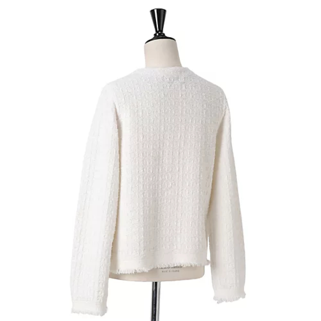 エムセブンデイズの【洗える】ツイードジャケット風ニットカーディガンサブカット