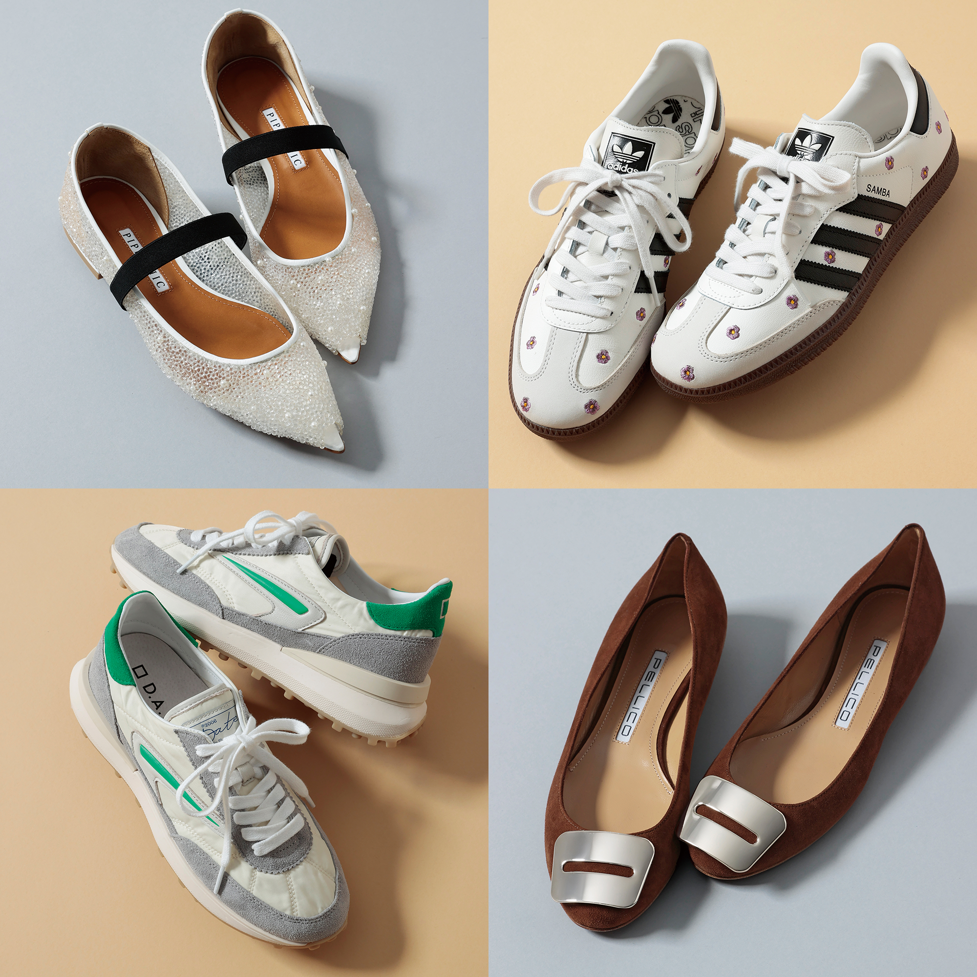 大人は楽なオシャレがしたいからスニーカーこそ更新!きれいめ靴はローヒールをセレクト!