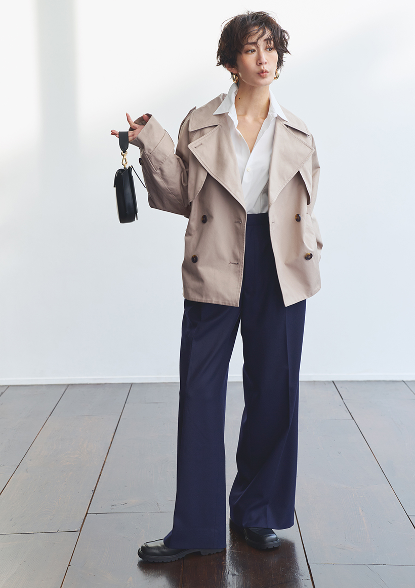 人気モデル・神山まりあさんがイチから考えたショートトレンチ・ラップパンツ・アシンメトリーTシャツ出来上がり！