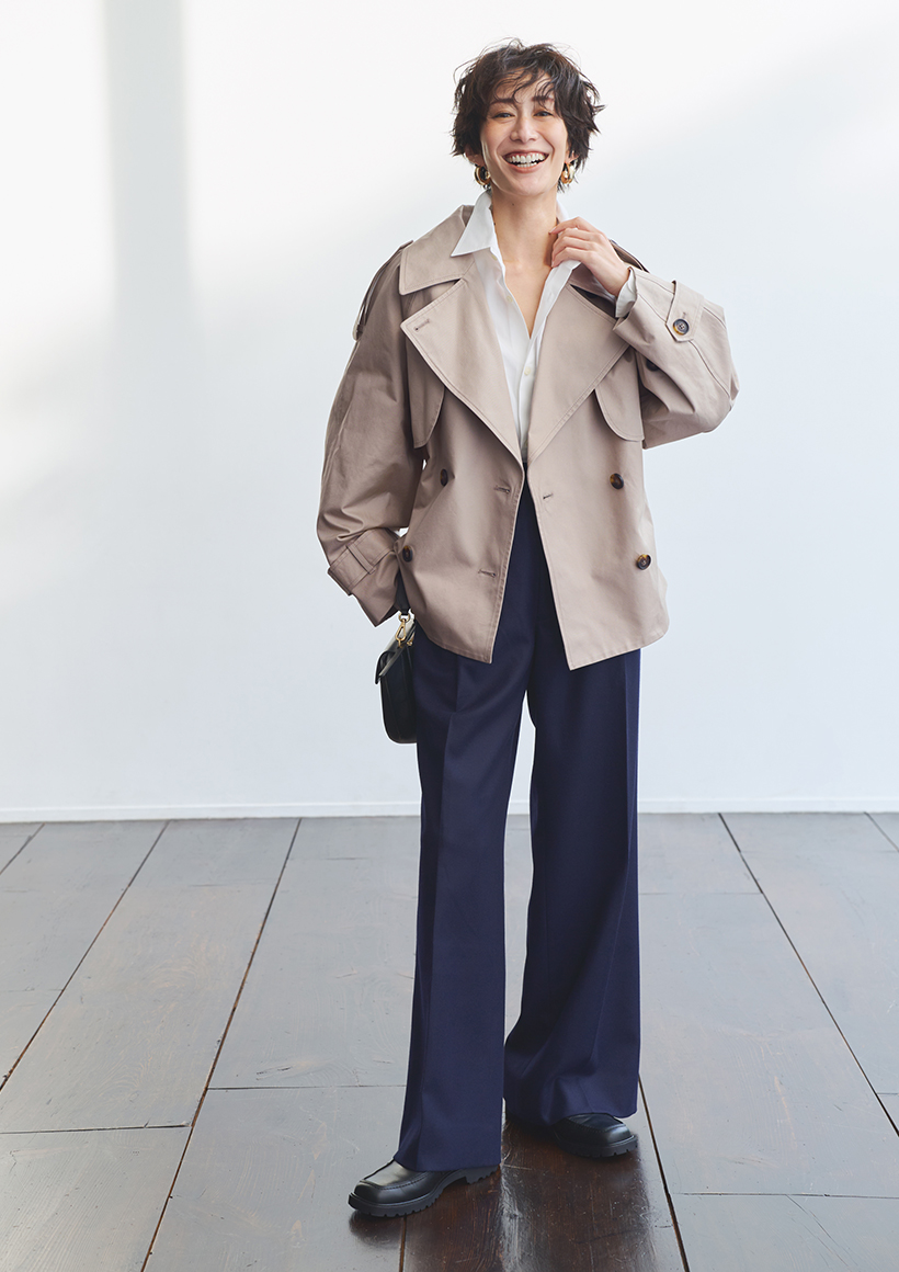 人気モデル・神山まりあさんがイチから考えたショートトレンチ・ラップパンツ・アシンメトリーTシャツ出来上がり！