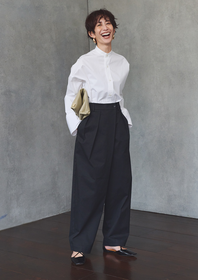 人気モデル・神山まりあさんがイチから考えたショートトレンチ・ラップパンツ・アシンメトリーTシャツ出来上がり！