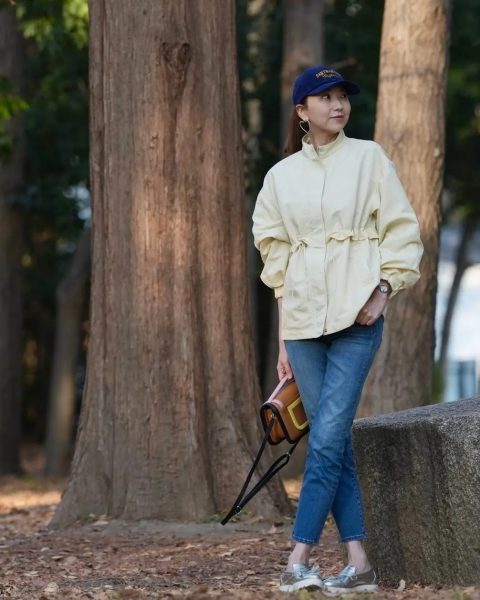 【エクラ 華組 法村麻起子さん】春を軽やかに纏う「E by eclat・撥水スタンドカラーブルゾン」