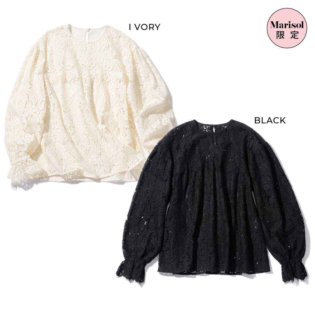 エムセブンデイズの【加藤かすみさんコラボ】【洗える】大人レースブラウス