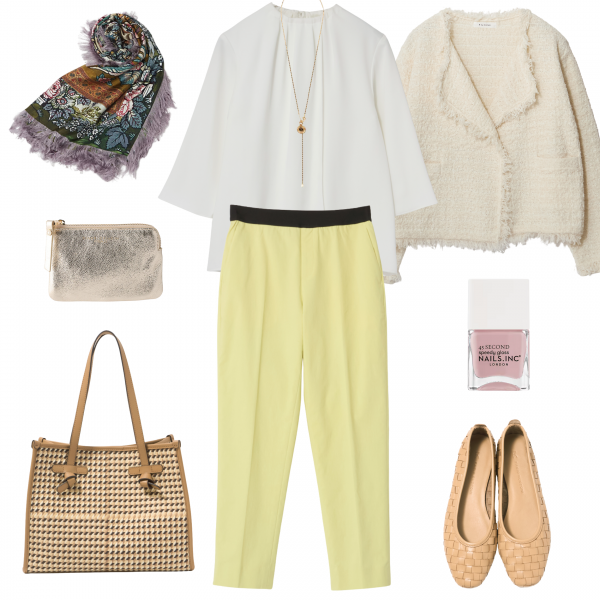 【50代 週末コーデ】ストレッチ名品パンツでつくる、品よく端正な春のワントーンスタイル＃Jマダムのおしゃれ