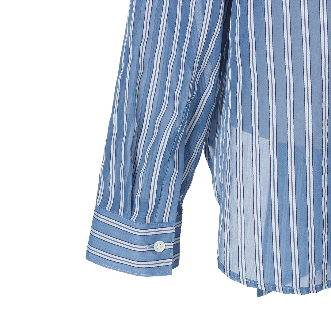 エムセブンデイズの【加藤かすみさんコラボ】【洗える】透けストライプボウタイ付きシャツサブカット2