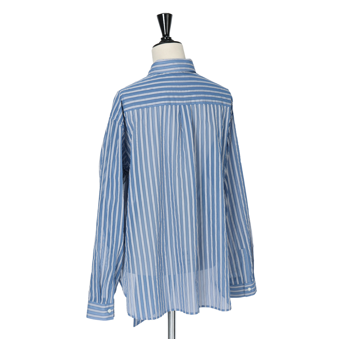 エムセブンデイズの【加藤かすみさんコラボ】【洗える】透けストライプボウタイ付きシャツサブカット