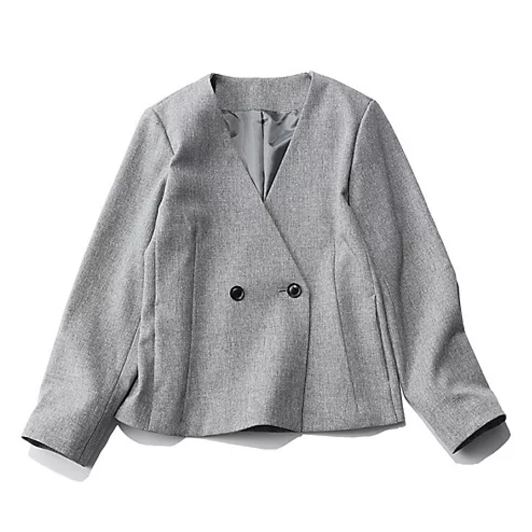 エムセブンデイズ ツイード風ノーカラーテーラードジャケット