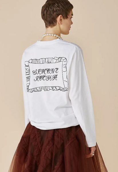 SIMONE ROCHAPILLOWCASE LOGO PRINT LONG SLEEVE T－SHIRT￥48,400