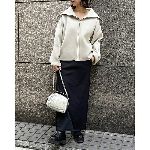 E by eclatビッグカラーニットブルゾン