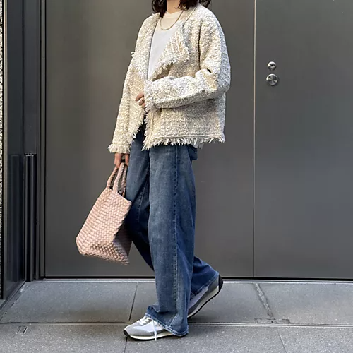 E by eclatツイード風ニットガウンジャケット￥23,100