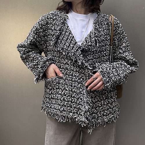 E by eclatツイード風ニットガウンジャケット￥23,100