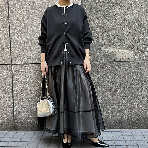 E by eclatミラノリブスナップカーディガン￥19,800