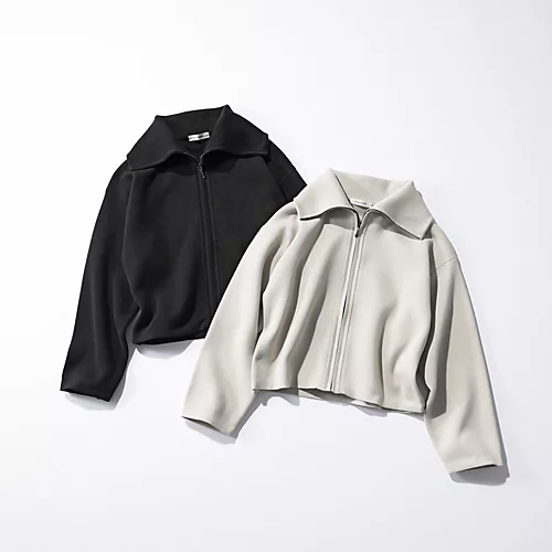 E by eclatビッグカラーニットブルゾン