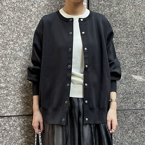 E by eclatミラノリブスナップカーディガン￥19,800