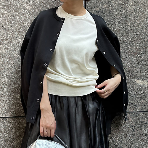 E by eclatミラノリブスナップカーディガン￥19,800