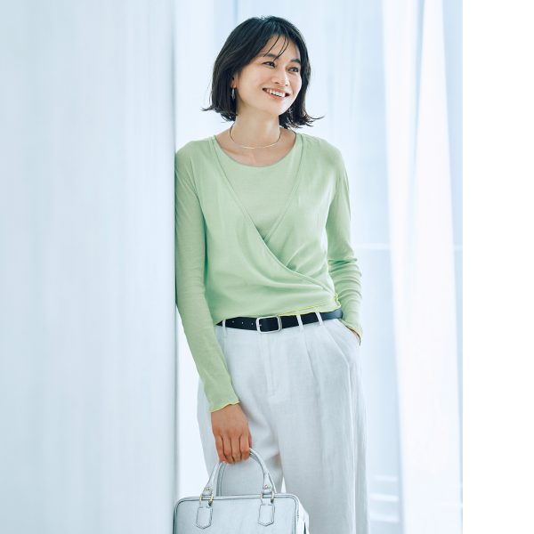 GOOD PEOPLE GOOD STITCHING GOOD PRODUCT×eclat【別注】2WAYスーパーファインリブカーディガン￥18,700