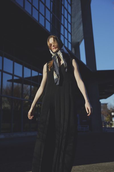 uncraveウォッシャブルダブルクロス プリーツオールインワン￥33,000