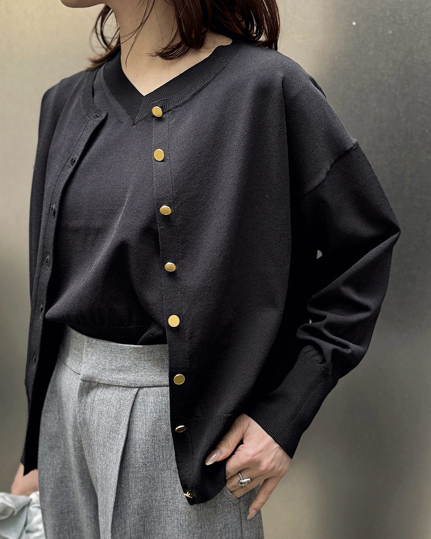 M7days【加藤かすみさんコラボ】【洗える】着映えアンサンブルニット