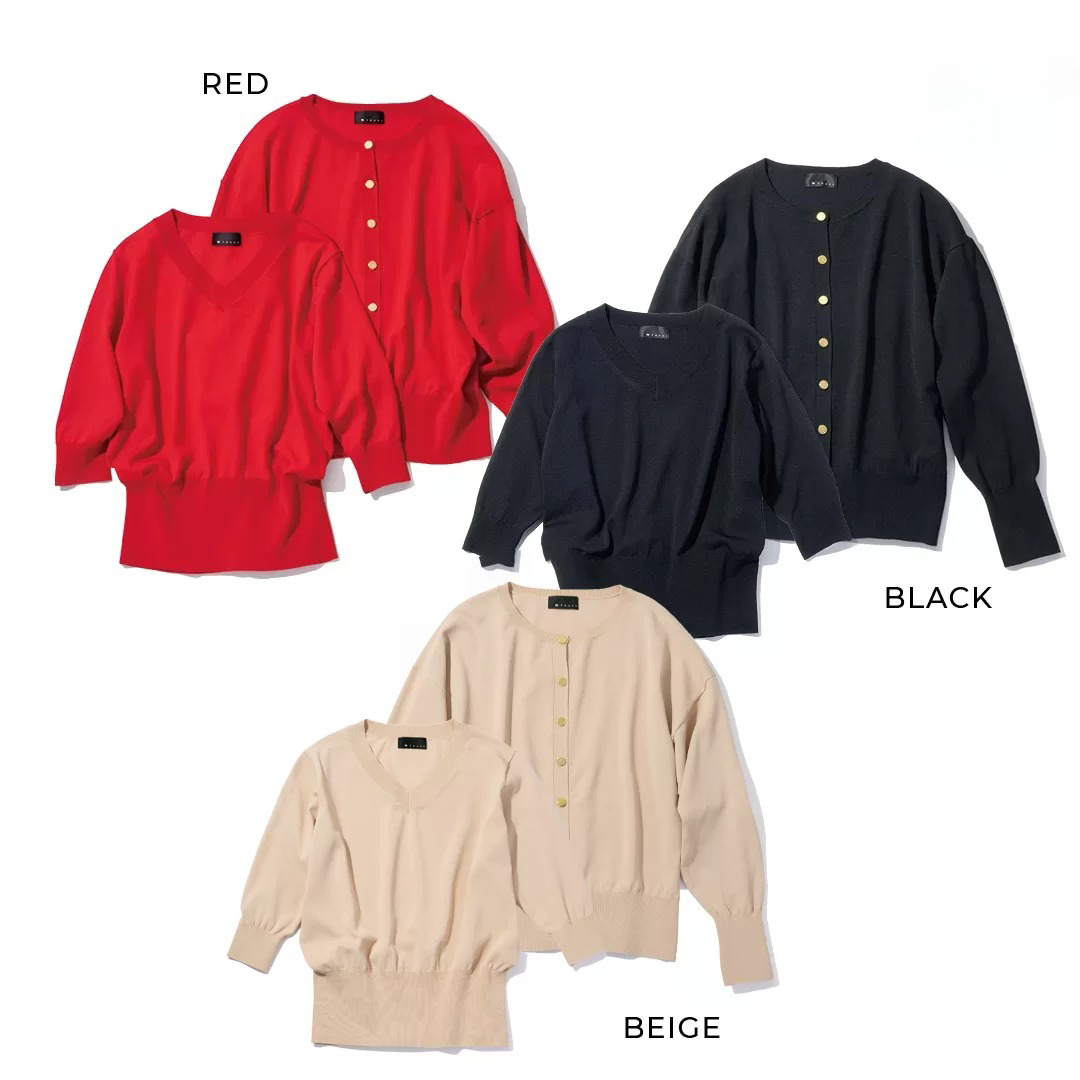 M7days【加藤かすみさんコラボ】【洗える】着映えアンサンブルニット