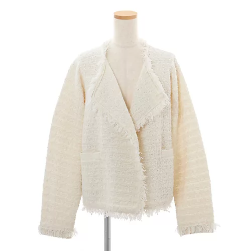 E by eclatツイード風ニットガウンジャケット