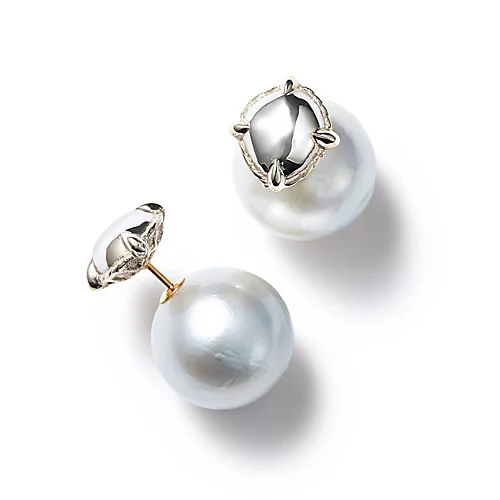 Bon Magique×eclat【別注】シルバーピアス＋白蝶パールバックキャッチ（13mm）￥220,000