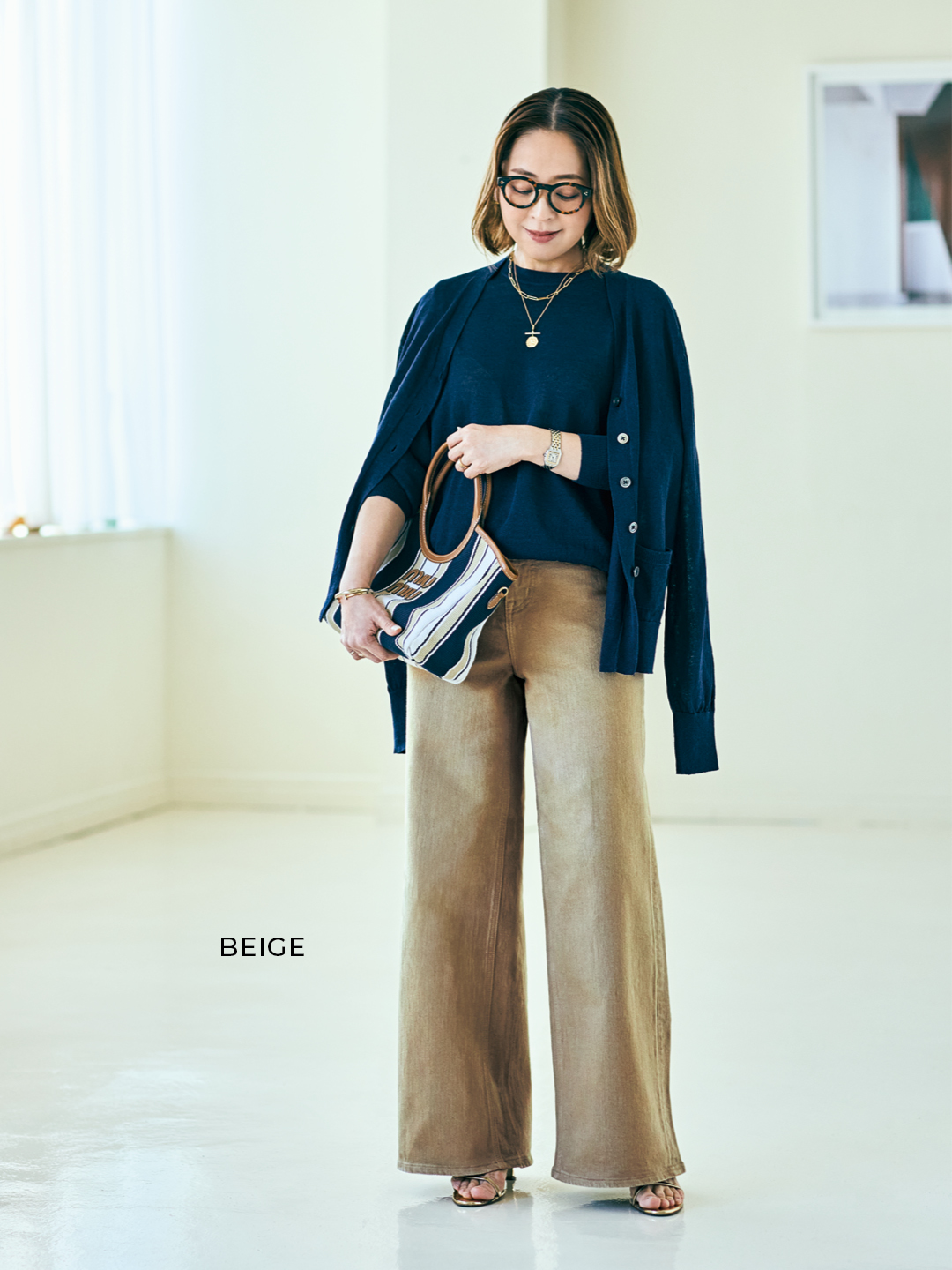 bemi×ヘルシーデニム【Marisol別注】Pink Pepper ワイドデニムコーデ3