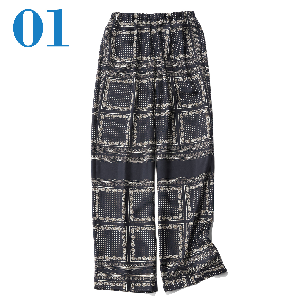 【洗える】ペイズリー×ドットプリントワイドパンツ