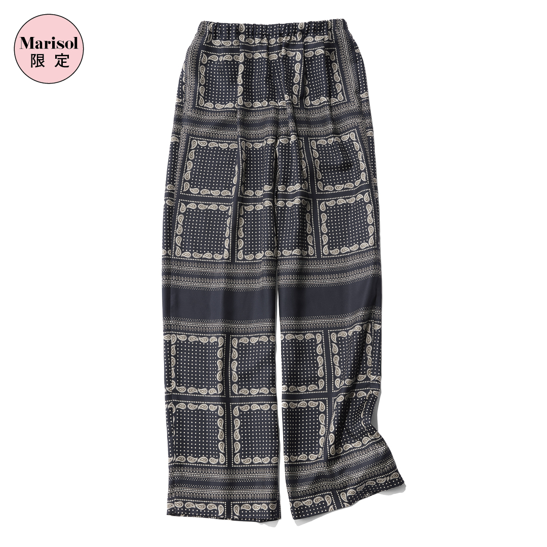 エムセブンデイズの【洗える】ペイズリー×ドットプリントワイドパンツ