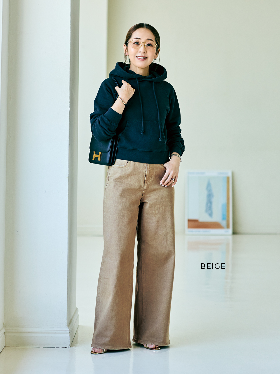 bemi×ヘルシーデニム【Marisol別注】Pink Pepper ワイドデニムコーデ2